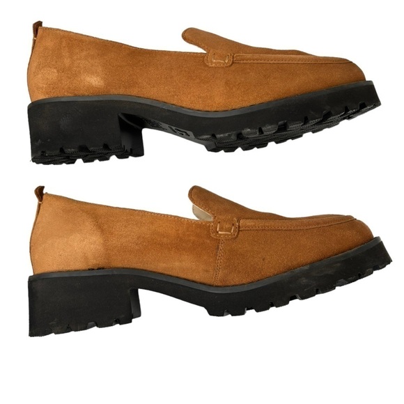 Hush Puppies Womens Lug Sole Loafers Carmel Water Resistant Suede Chunky Size 11 - Picture 2 of 12